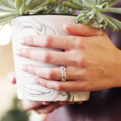 Swirl Milgrain Diamond Wedding Band