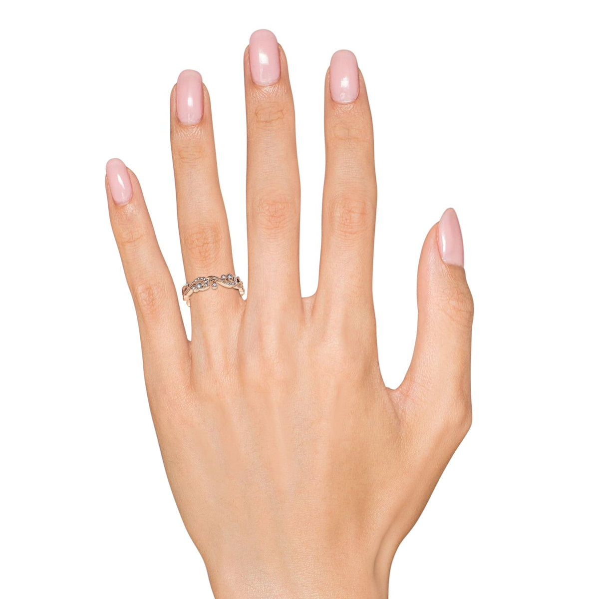Whimsical Swirl Milgrain Diamond Wedding Band