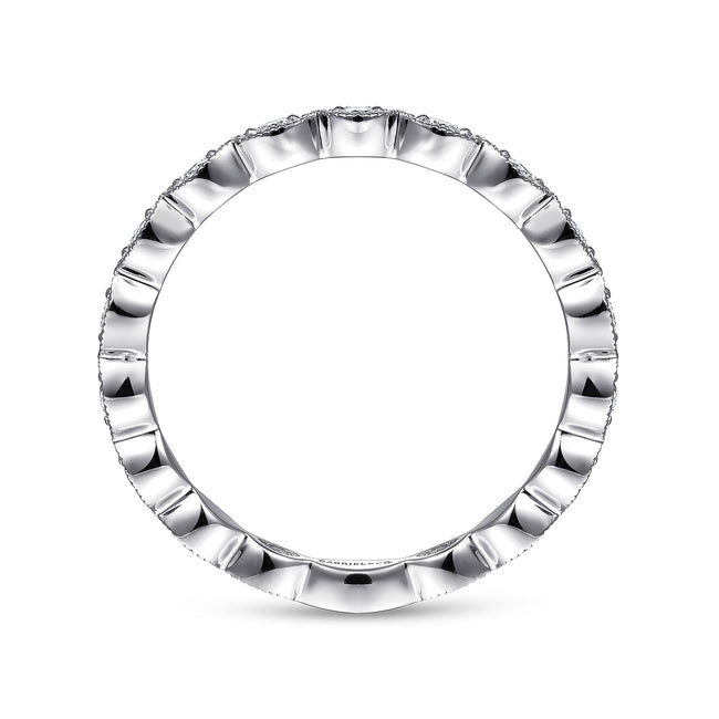 14K White Gold Marquise Station Diamond Stackable Ring