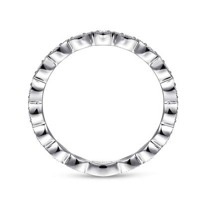 14K White Gold Marquise Station Diamond Stackable Ring