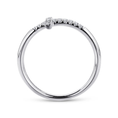 14K White Gold Sideways Cross Diamond Ring