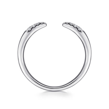 14K White Gold Open Diamond Tipped Stackable Ring