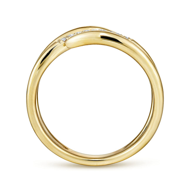 14K Yellow Gold Split Shank Pavé Diamond Wrap Ring
