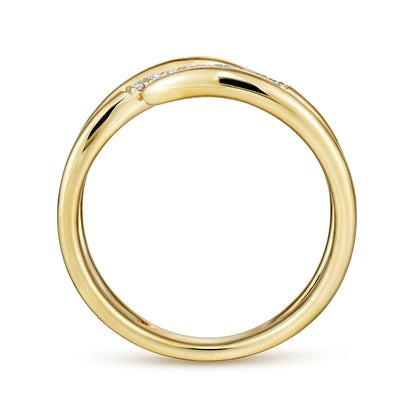 14K Yellow Gold Split Shank Pavé Diamond Wrap Ring