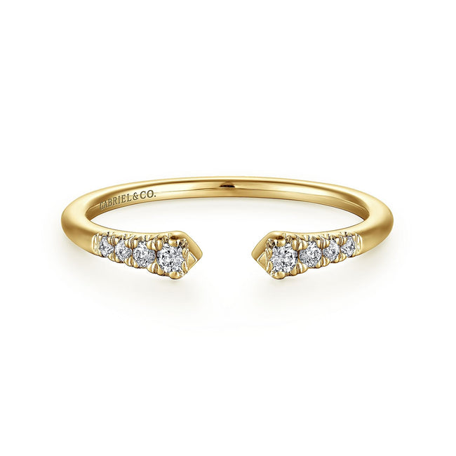 14K Yellow Gold Split Diamond Stackable Ring