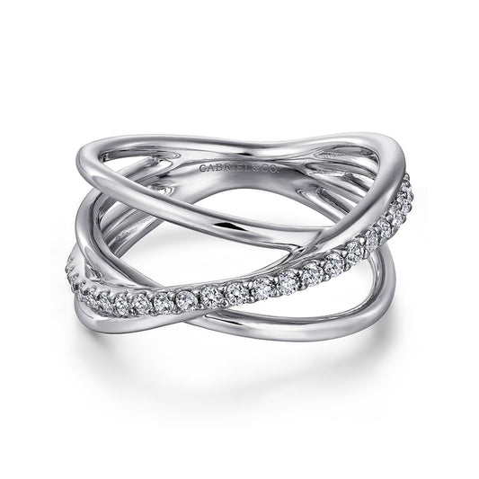 925 Sterling Silver White Sapphire Twisted Ring