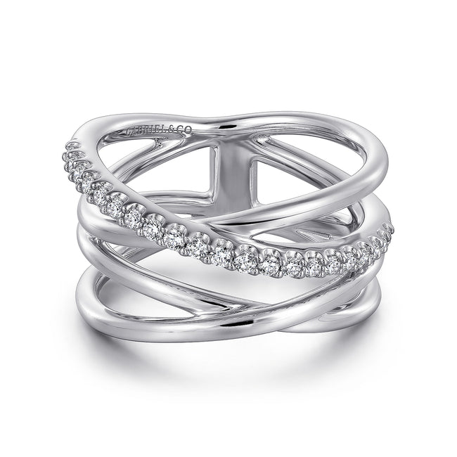 925 Sterling Silver White Sapphire Twisted Ring