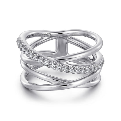 925 Sterling Silver White Sapphire Twisted Ring