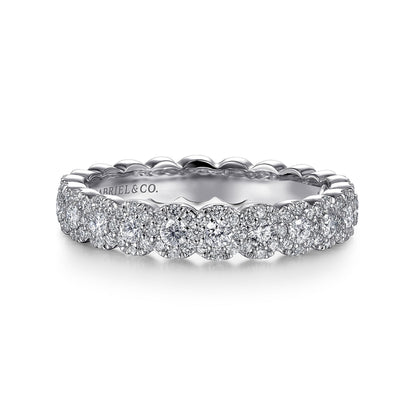 14K White Gold Round Pavé Diamond Band