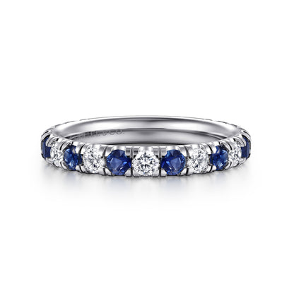 14K White Gold Sapphire and Diamond Stackable Band
