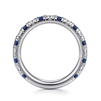 14K White Gold Sapphire and Diamond Stackable Band