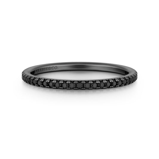 14K White Gold-Black Rhodium Black Diamond Stackable Diamond Band