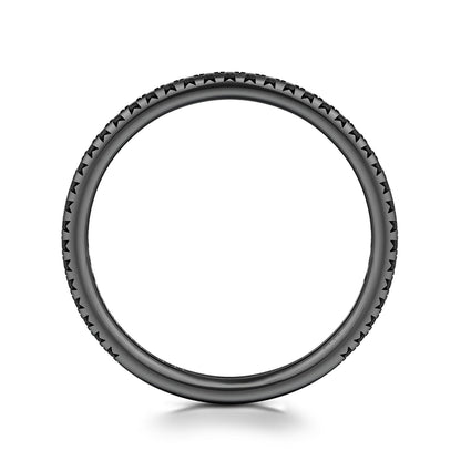 14K White Gold-Black Rhodium Black Diamond Stackable Diamond Band