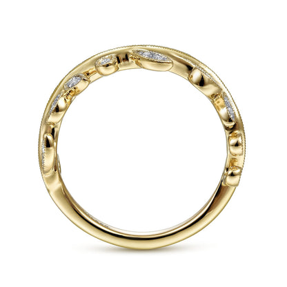 14K Yellow Gold Diamond Floral Ring