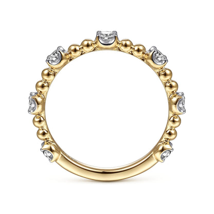 14K Yellow Gold Bujukan and Diamond Station Ring
