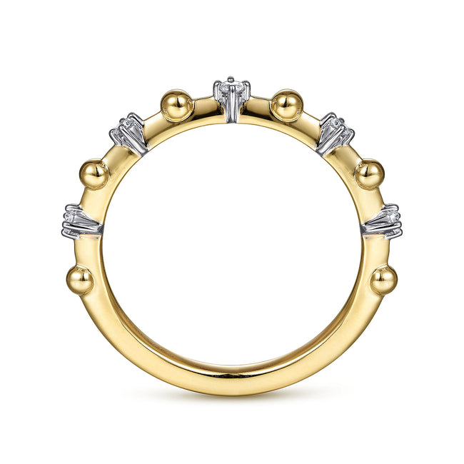 14K Yellow Gold Bujukan and Diamond Station Alternating Ring