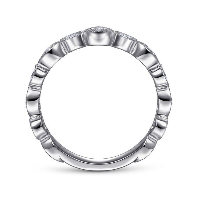 14K White Gold Geometric Diamond Stackable Ring