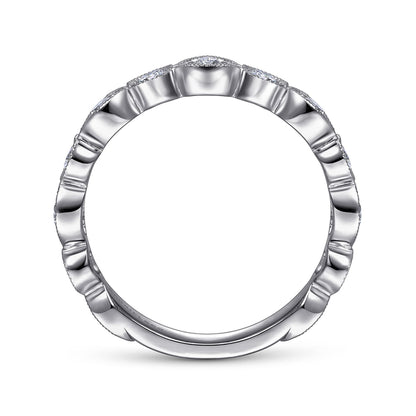 14K White Gold Geometric Diamond Stackable Ring