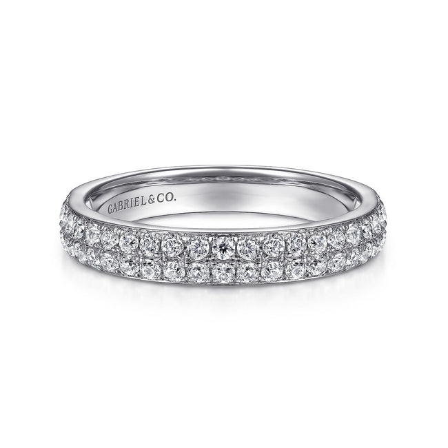14K White Gold Diamond Pavé Band Ring