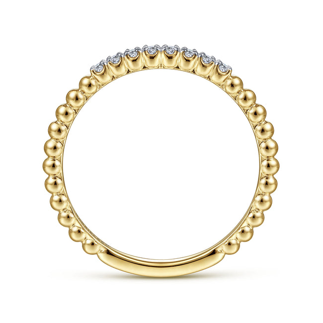 14K Yellow Gold Bujukan Bead and Diamond Stackable Ring