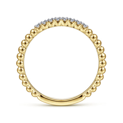 14K Yellow Gold Bujukan Bead and Diamond Stackable Ring