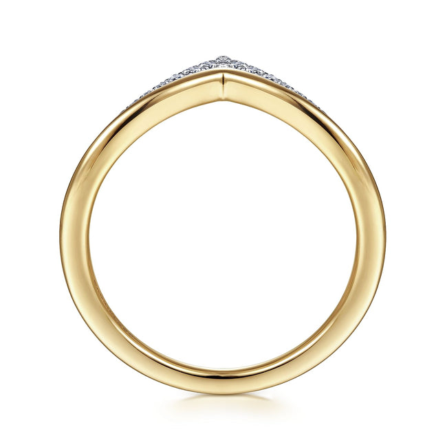 14K White-Yellow Gold Diamond Chevron Ring