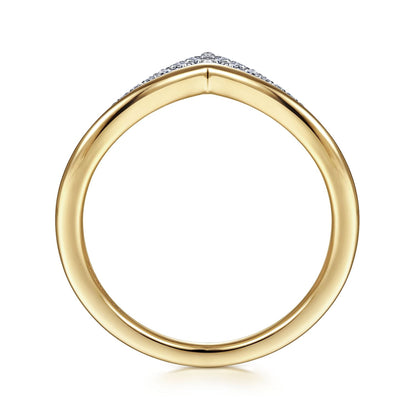 14K White-Yellow Gold Diamond Chevron Ring