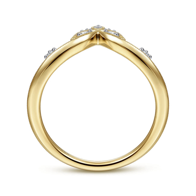 14K Yellow Gold Chevron Diamond Ring
