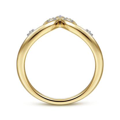 14K Yellow Gold Chevron Diamond Ring