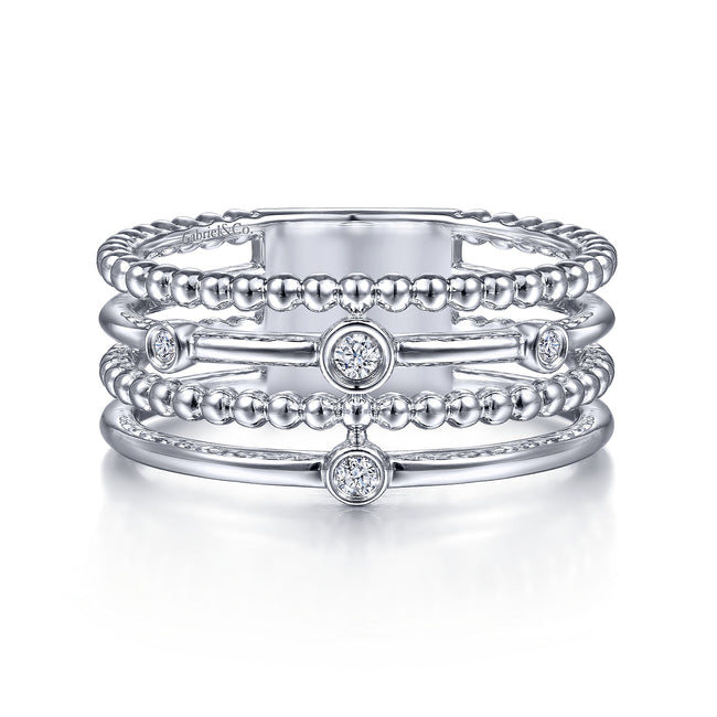925 Sterling Silver Bujukan Bezel Set Diamond Easy Stackable Ring