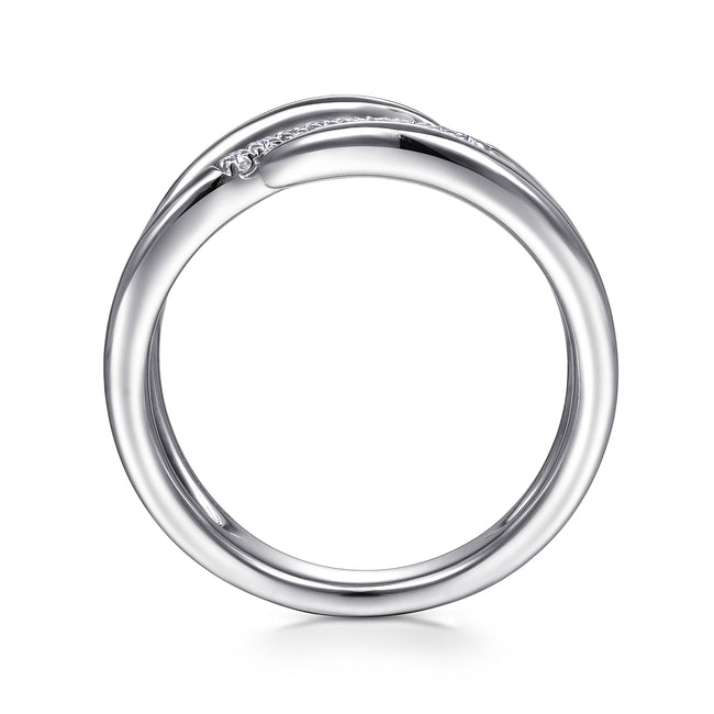 925 Sterling Silver Diamond Bypass Wrap Ring