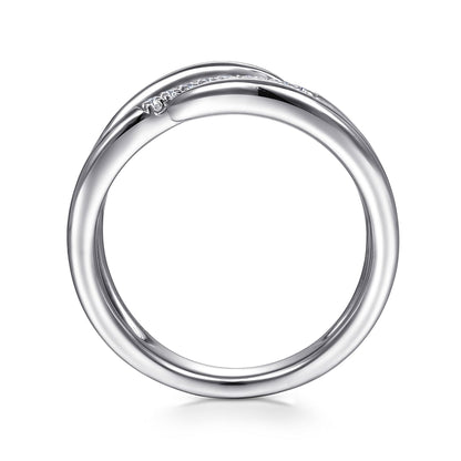 925 Sterling Silver Diamond Bypass Wrap Ring