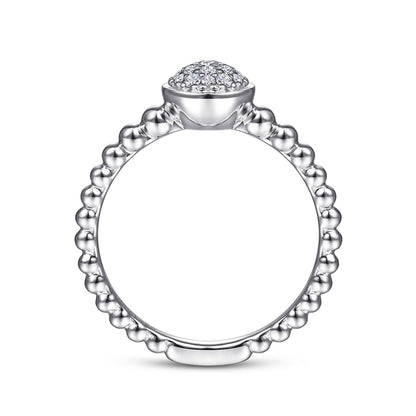 925 Sterling Silver White Sapphire Pavé Bujukan Ring