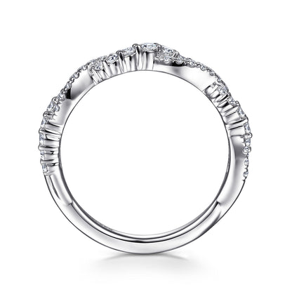 14K White Gold Twisted Diamond Stackable Ring