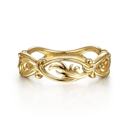 14K Yellow Gold Filigree Floral Ring
