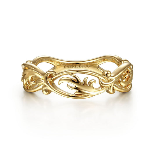 14K Yellow Gold Filigree Floral Ring