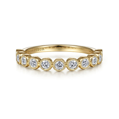 14K Yellow Gold Diamond Stackable Ring