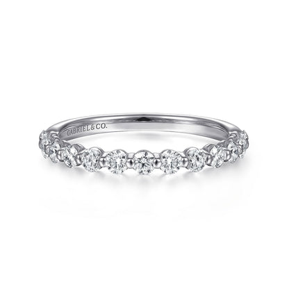 14K White Gold Single Prong Diamond Band Ring