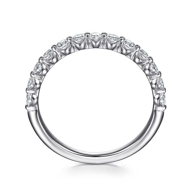 14K White Gold Single Prong Diamond Band Ring