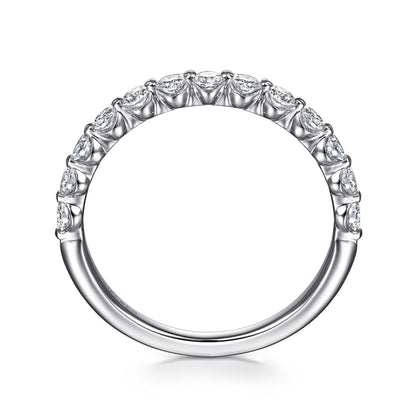 14K White Gold Single Prong Diamond Band Ring