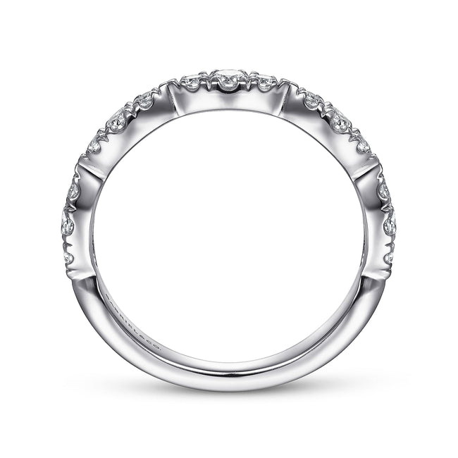 14K White Gold Diamond Cluster Marquis Station Ring