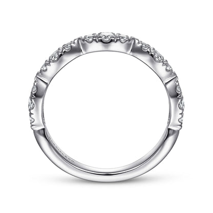 14K White Gold Diamond Cluster Marquis Station Ring