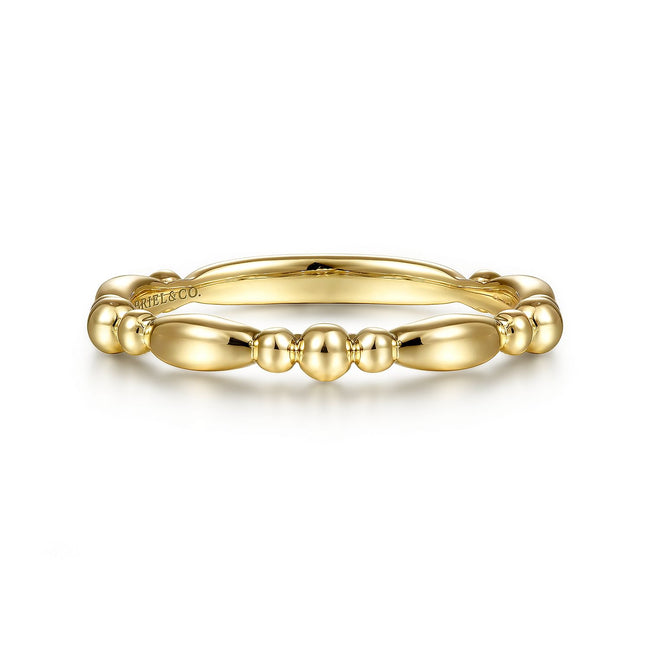 14K Yellow Gold Alternating Bar and Bujukan Bead Stackable Ring