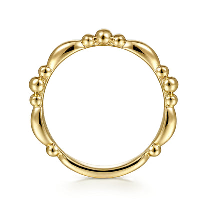 14K Yellow Gold Alternating Bar and Bujukan Bead Stackable Ring