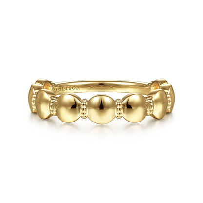 14K Yellow Gold Round Station Stackable Ring