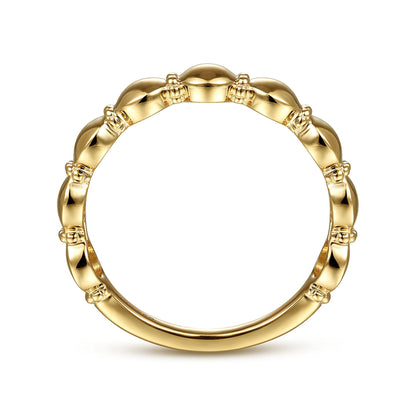 14K Yellow Gold Round Station Stackable Ring