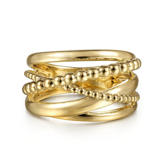 14K Yellow Gold Bujukan Criss Cross Ring