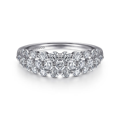 14K White Gold Multi Row Diamond Ring