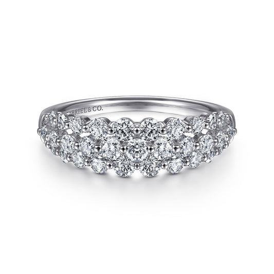 14K White Gold Multi Row Diamond Ring