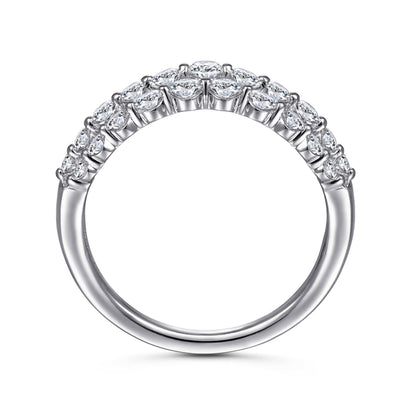 14K White Gold Multi Row Diamond Ring
